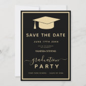 Black Gold Classic Afstuderen Bewaar de datum Save The Date (Voorkant)