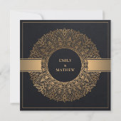 BLACK GOLD CLASSIC MANDALA VRIJGEZELLENFEEST KAART (Achterkant)