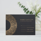 BLACK GOLD CLASSIC  MANDALA WEDDING RSVP (Staand voorkant)