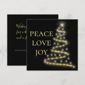 Black Gold|Classic Peace Love Joy|Square Feestdagenkaart (Voorkant / Achterkant)