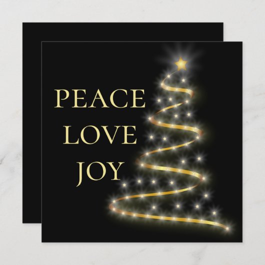 Black Gold|Classic Peace Love Joy|Square Feestdagenkaart (Voorkant / Achterkant)