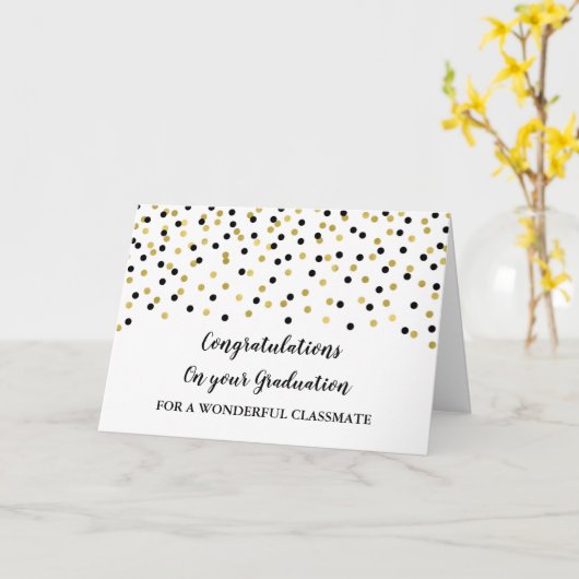 Black Gold Classmate Gefeliciteerd Afstuderen Kaart (Gele Bloem)