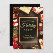 Black Gold Classy Corporate Holiday Party Invita I Kaart (Voorkant / Achterkant)