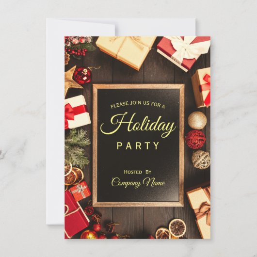 Black Gold Classy Corporate Holiday Party Invita I Kaart (Voorkant)