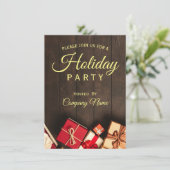 Black Gold Classy Corporate Holiday Party Invita Kaart (Staand voorkant)