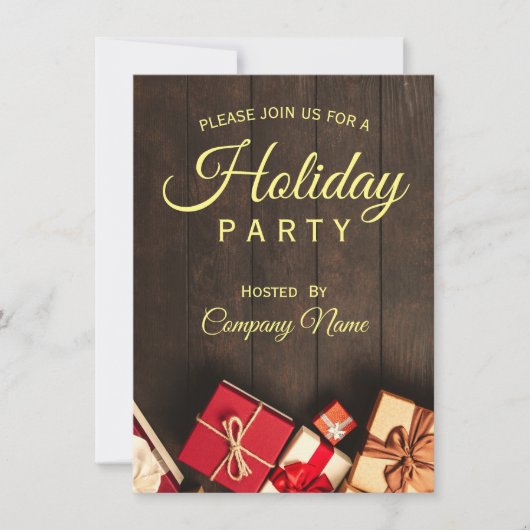 Black Gold Classy Corporate Holiday Party Invita Kaart (Voorkant)
