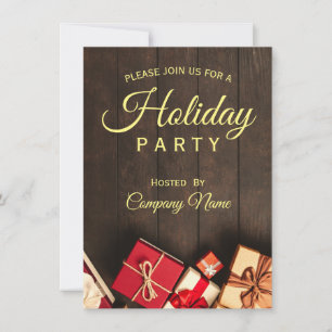 Black Gold Classy Corporate Holiday Party Invita Kaart