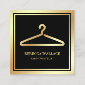 Black Gold Clothes Hanger Mode Stylist Vierkante Visitekaartje (Voorkant)