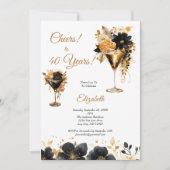 Black Gold Cocktails Drink bloemen 40e verjaardag Kaart (Voorkant)