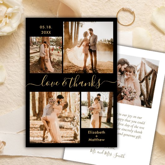 Black Gold Collage Wedding Love and Bedankt Script