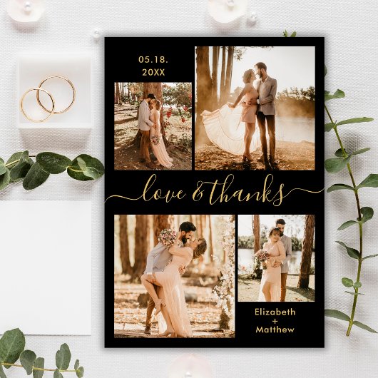 Black Gold Collage Wedding Love and Bedankt Script