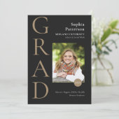 Black Gold College Afstuderen foto Aankondiging (Staand voorkant)