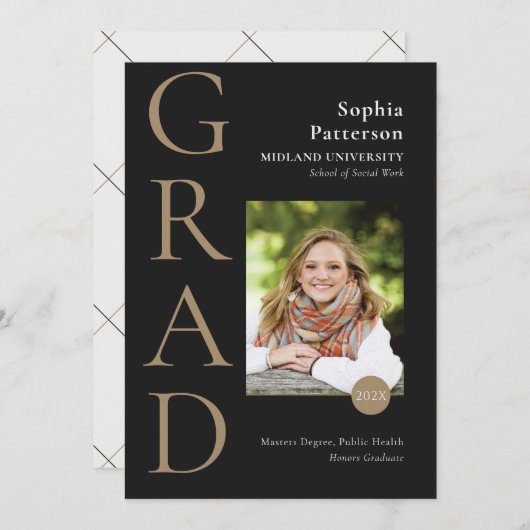 Black Gold College Afstuderen foto Aankondiging (Voorkant / Achterkant)