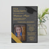 Black Gold College Trunk Party Dorm Shower Invite Kaart (Staand voorkant)