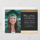 Black Gold College University Foto Afstuderen Aankondiging (Voorkant)