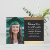 Black Gold College University Foto Afstuderen Aankondiging (Staand voorkant)