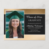 Black Gold College University Foto Afstuderen Aankondigingskaart (Voorkant)