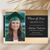 Black Gold College University Foto Afstuderen Aankondigingskaart