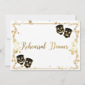 Black Gold Comedy en Tragedie Rehearsal Dinner Kaart (Achterkant)