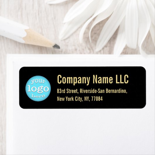 Black Gold Company Business Logo Retouradres Etiket (Insitu)