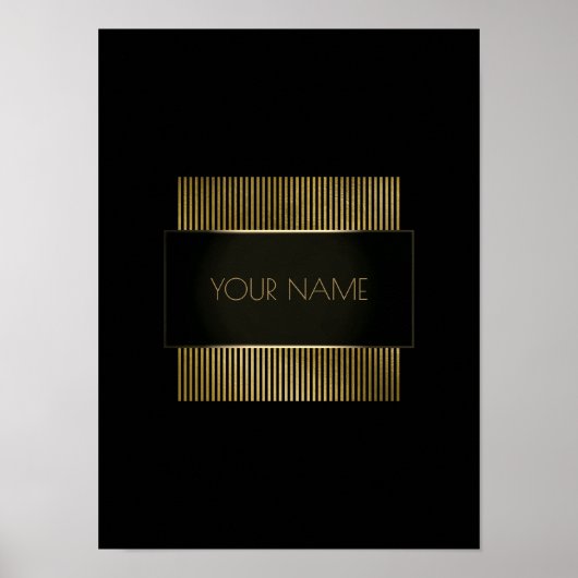 Black Gold Conceptual Minimal Name Geometry Poster (Voorkant)