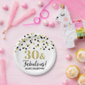 Black Gold Confetti 30 en Fabulous Birthday Papieren Bordje (Feest)