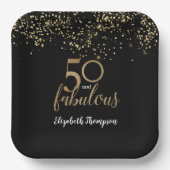 Black Gold Confetti 50 en geweldig 50ste verjaarda Papieren Bordje (Voorkant)