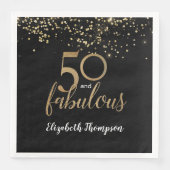 Black Gold Confetti 50 en geweldig 50ste verjaarda Servet (Voorkant)