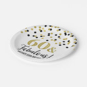 Black Gold Confetti 60 en Fabulous Birthday Papieren Bordje (Gekanteld)