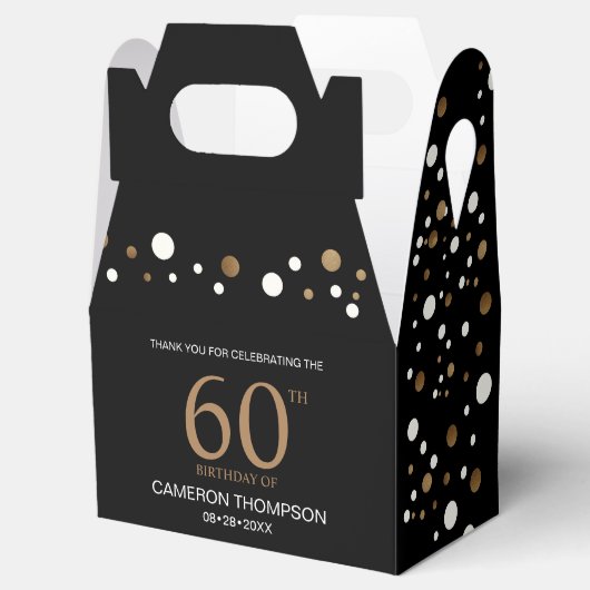 Black Gold Confetti 60e verjaardag Favor Box Bedankdoosjes (Geopend)