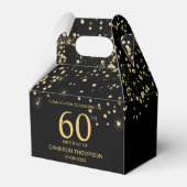 Black Gold Confetti 60th birthday Elegant custom Bedankdoosjes (Achterkant)