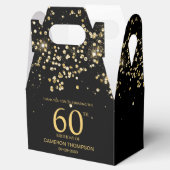 Black Gold Confetti 60th birthday Elegant custom Bedankdoosjes (Geopend)