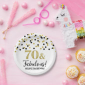 Black Gold Confetti 70 en Fabulous Birthday Papieren Bordje (Feest)
