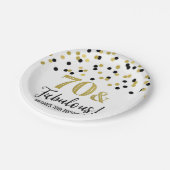Black Gold Confetti 70 en Fabulous Birthday Papieren Bordje (Gekanteld)