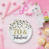 Black Gold Confetti 70 en Fabulous Birthday Papieren Bordje (Feest)
