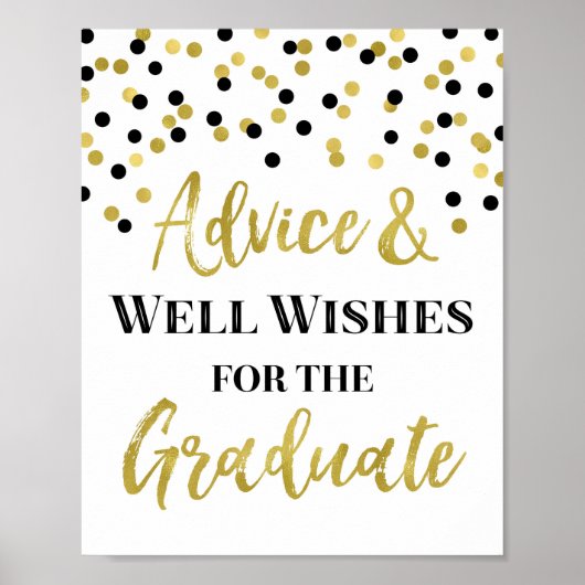 Black Gold Confetti Advice voor Afstuderen aanmeld Poster (Voorkant)