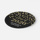 Black Gold Confetti Afstuderen 2020 Papieren Bordje (Gekanteld)