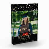 Black & Gold Confetti Afstuderen Gift Photo Blocks Fotoblokken (Links)