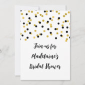 Black Gold Confetti Bridal Shower-uitnodiging Kaart (Voorkant)