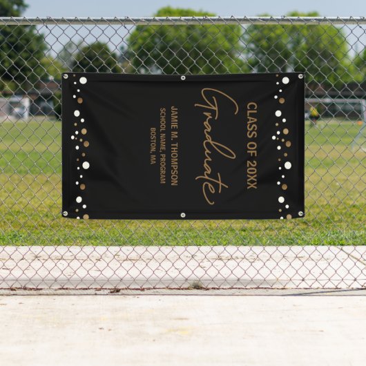 Black Gold Confetti Class of School backdrop afstu Spandoek (Insitu)