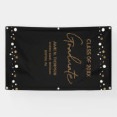 Black Gold Confetti Class of School backdrop afstu Spandoek (Horizontaal)