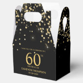 Black Gold Confetti  Elegant custom 60th birthday Bedankdoosjes (Geopend)