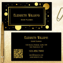Black Gold Confetti Event Planner Visitekaartje
