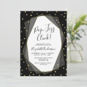 Black Gold Confetti Geometric Bachelorette Party Kaart (Staand voorkant)