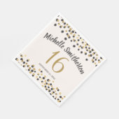 Black Gold Confetti Glitter 16th Birthday Servet (Hoek)