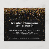 Black Gold Confetti Glitter 50th Birthday Foto (Voorkant)