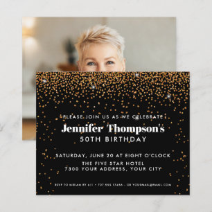 Black Gold Confetti Glitter 50th Birthday Foto