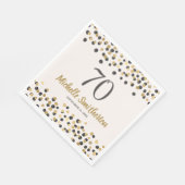 Black Gold Confetti Glitter 70th Birthday Servet (Hoek)