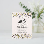 Black Gold Confetti Glitter 80th Birthday Kaart (Staand voorkant)