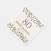 Black Gold Confetti Glitter 80th Birthday Servet (Hoek)